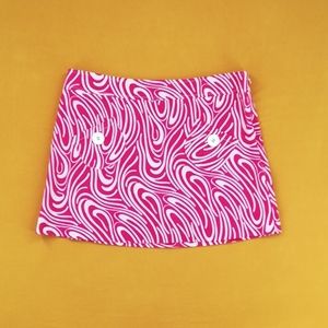 Tibi retro 60s pink / white swirl print mini skirt